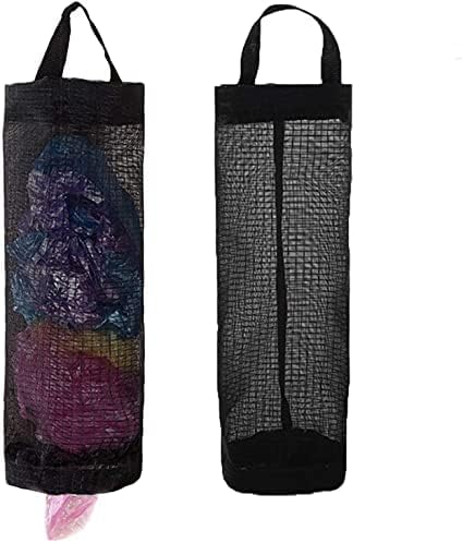 DMKTG Plastic Bag Holder Grocery Bag Dispenser,2 Pieces Mesh Hanging Storage Bag Garbage Bag Organizer for Kitchen Travelling Supplies