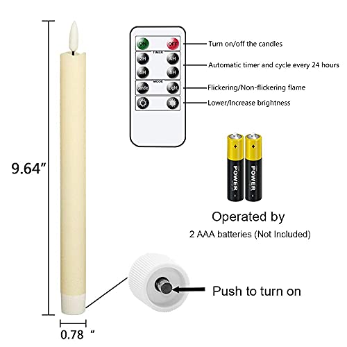 Genswin FZDTGL-I-6 Flameless Ivory Taper Candles Flickering thumb #6