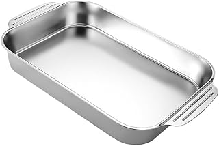 Stainless Steel Rectangular Roasting Pan - Heavy Duty 41x24cm Baking Sheet for Oven And Induction Cooktop