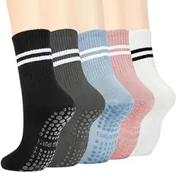 Kit 3 Pares Meia Yoga Pilates Academia Antiderrapante Longa Confortável Antiodor