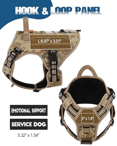 Image of PETNANNY Tactical Dog Harness Reflective with ID Card,Service Dog Vest Harness for Medium Large Dogs,Emotional Support Vest with Padded Handle,2 Reflective Patches for Training Hunting(Desert Camo,L)