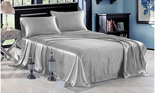 Juego de sábanas de satén de 6 piezas (sábana encimera + sábana bajera + 4 fundas de almohada)