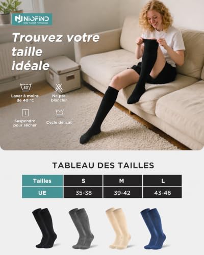 Niofind Chaussettes de Compression Homme & Femme, 2 Paires, 65% Coton – vue 9