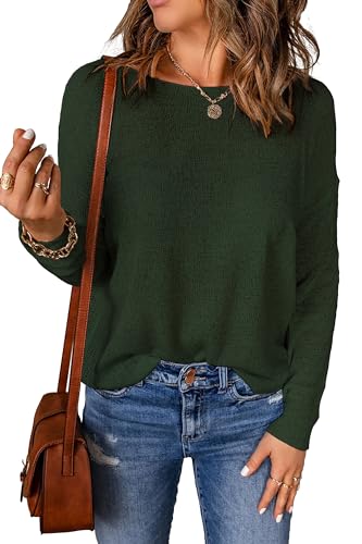 Image of Womens's Drop Shoulder Casual Loose Crewneck Lightweight Long Sleeve Pullover Sweaters