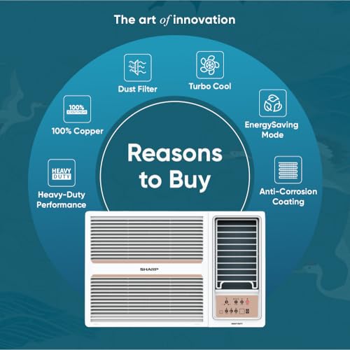 Image of Sharp 2 Ton 2 Star Fixed speed Window AC | 5 years comprehensive warranty | 100% Copper Condensor | Turbo Mode | Auto Restart | Heavy Duty | Cooling at 52C | 2026 Model AF-WA22F2X-SCN