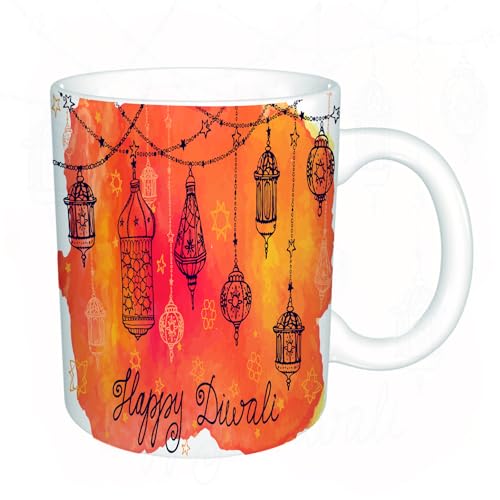 YFHJV Tazza in ceramica originale,11 once di tazze 330 ml,Tradizionale, Lanterne Ghirlanda Arabesco Medio Oriente Tema Orientale1,tazza divertente - decora la tua tazza