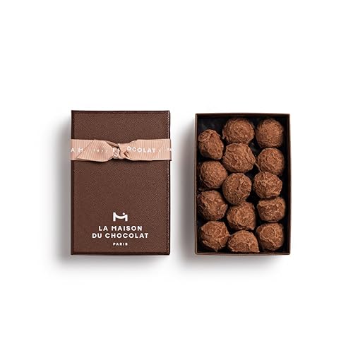 Image of LA MAISON DU CHOCOLAT Classic Truffles Gift Box, Gourmet French Dark Chocolate Gift Box (12 Pieces)
