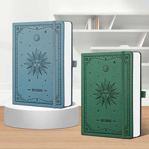 EMSHOI A5 Notebook Lined Journal - 320 Numbered Pages, 100gsm Thick Notepad, Hardcover Leather College Ruled Note Book for Women Men School Work Writing Note Taking, 14.5 x 21cm - DarkGreen - Image 5