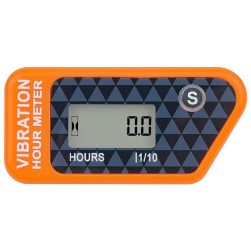 NInE-ROnG LCD Digital Hour Meter Gauge Vibration Activated,Waterproof Design,for All Vibrating Machine,Air Compressor,Generator,Lawn Mower,Motorcycle,Chainsaw (Orange)
