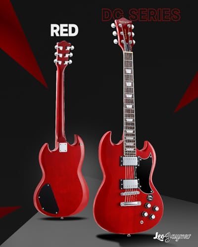 Image of Leo Jaymz 39 Inch Solid Body Electric Guitar - Poplar Wood Body,Maple Neck and Laurel Wood Fretboard (Red)