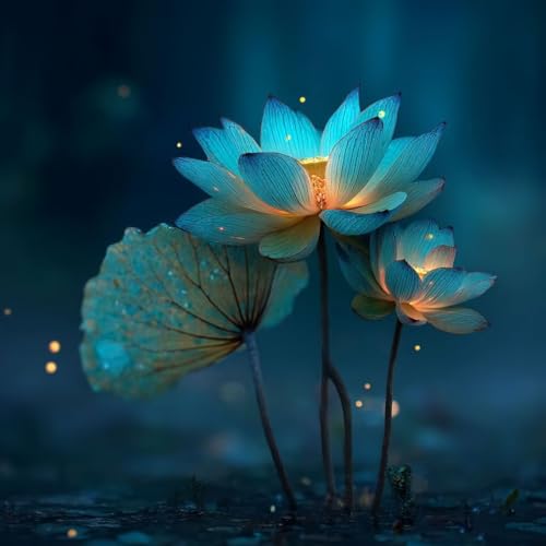 Broderie Diamant Débutants Lotus Bleu | Relaxez-vous avec ce Diamond Painting 100x100cm
