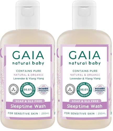 GAIA skin Natural Baby Sleeptime Wash | Certified Natural | Suitable for Newborns | Sensitive Skin formula | organic Lavender | organic Chamomile | Soap & SLS Free | Perfume Free | Australian Made - 250mL