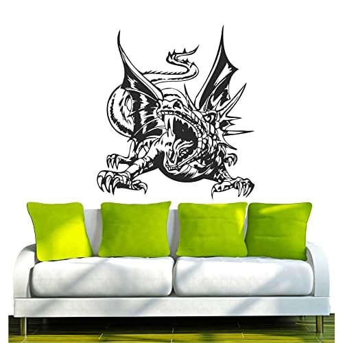 INDIGOS WG30354-70 Wandtattoo w354 Drachen Feuer Monster Wandaufkleber 120 x 108 cm, schwarz