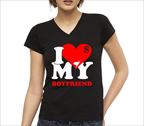 Saphir Design I Love My Girlfriend & Boyfriend, Basic  Camiseta de la Marca Stedman Negro XL