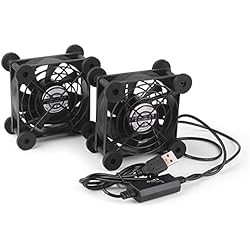 Ventilador Doble euroharry Ventilador de PC USB 80MM con Ventilador USB de Doble Ventilador de 5V Ajustable de 3 velocidades, con Rejilla metálica Ventilador de Caja 2 en 1 para pc/computadora portátil