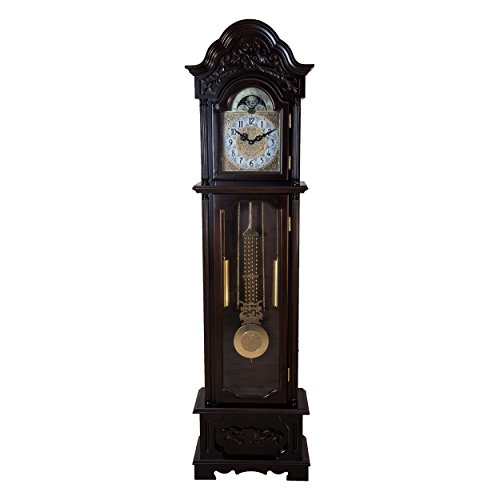 Image of Horo(Imported) Grandfather Clock Quartz Movement Westminster Chime and Finished Handcrafted Parts on Both Sides,Golden Dial, Beautiful Pendulum,Pattern Clock183(H) x49(L) x22(B) Cm,(Height:6ft.)