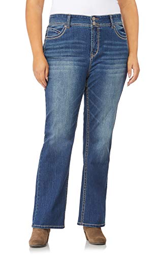 WallFlower Women's Luscious Curvy Bootcut Mid-Rise Insta Stretch Juniors Jeans (Standard and Plus), Katy, 16 Plus