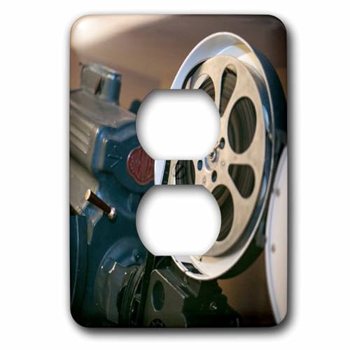 Projecteur de cinéma vintage plaque pour masquer double prise blanche - 2