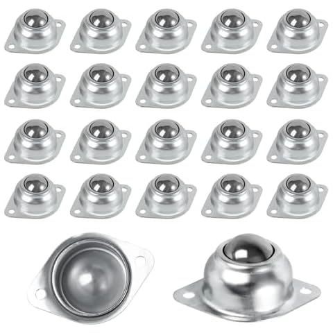 1” Roller Ball Transfer Bearings 20Pcs, 360º 400Lbs Rotation Universal Roller Bearings, Carbon Steel Round Ball Casters Unit, Ball Bearing Rollers for Conveyor, Roller Stand, Transmission, Furniture Cover