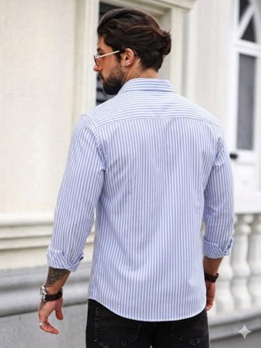 Image of Striped Casual Regular Fit Shirt for Men| Men Full Sleeve Shirt