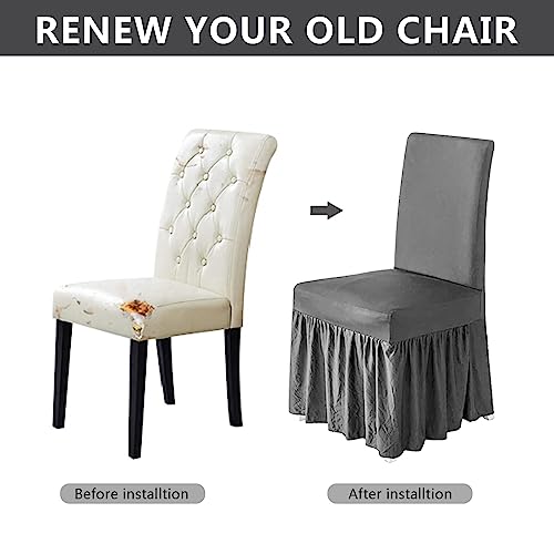 Molasofa Chair Covers For Dining Room Set Of 4,Dining Chair Slipcover With Skirt,Washable Seat Covers Protector For Hotel Ceremony Banquet Wedding Party Kids Pets(4Pcs,Light Gray) #TOP6