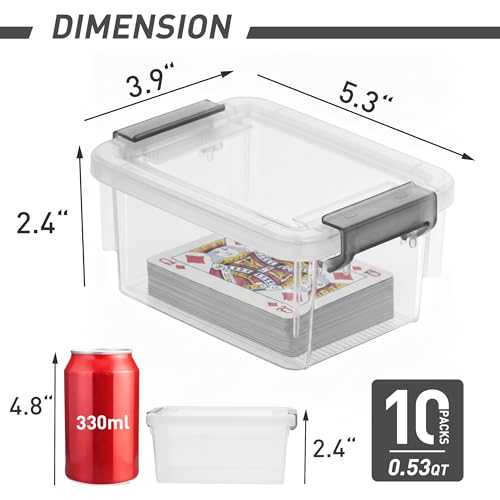 Image of Citylife 0.53 QT 10 Packs Small Storage Bins Plastic Storage Container Stackable Box with Lids for Organizing, Clear White