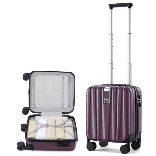 Image of Hanke 14 Inch Underseat Carry On Luggage with Wheels Hard Shell Suitcases Lightweight Small Luggage for Weekender Mini Suitcase Carry On Bag Travel Luggage for Travel Rolling Suitcase.(Purple)