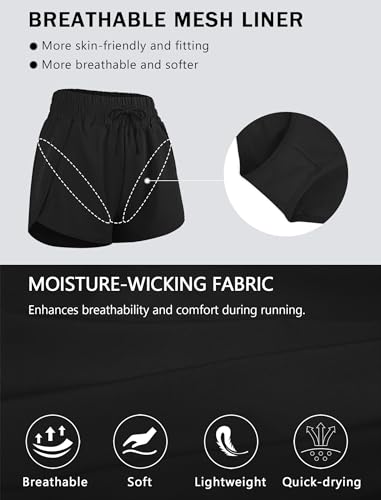 Women's Running Shorts High Waisted Quick Dry Athletic Shorts Sports Workout Gym Track Drawstring Shorts with Pockets3