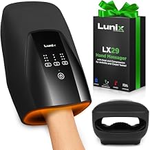Lunix LX29 FSA Hand Massager, Heat & Air Compression, for Arthritis & Carpal Tunnel Relief, Hand & Wrist Pain Relief, Cordless Rechargeable, Charcoal Black