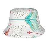 Fischerhut mit Pfeil-Aufdruck, Korallenrot und Blaugrün, für Damen und Herren, Sommer, Reisen, Fischerhut, modische Sonnenhüte für Herren, Schwarz, Einheitsgröße-M