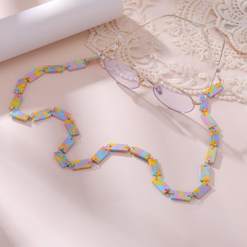 Image of kkjoy Acrylic Glasses Chain Colourful Squares Beach Holidays Sunglasses Holder Strap Eyeglass Lanyards for Women Men