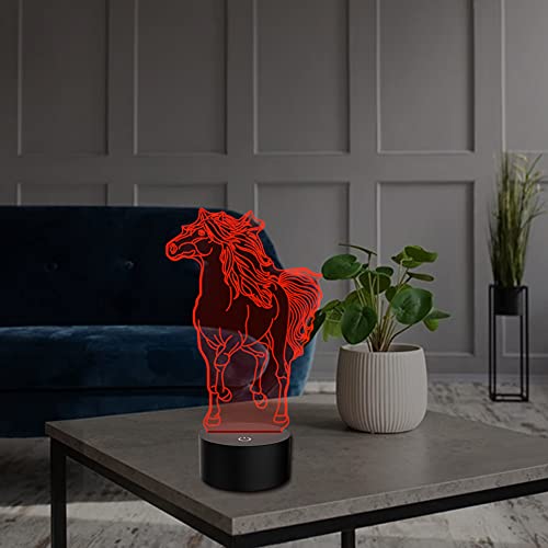 PONLCY Lampada 3D illusione cavallo, luci notturne...