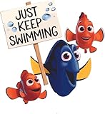 Just Keep Swimming Finding Clown Fish Dory Movie Character Catchphrase Children Wall Art Sticker Designs Decors Vinyl Stickers for Home House Walls Rooms Window Bedroom Decoration Size (zzxzz inch)