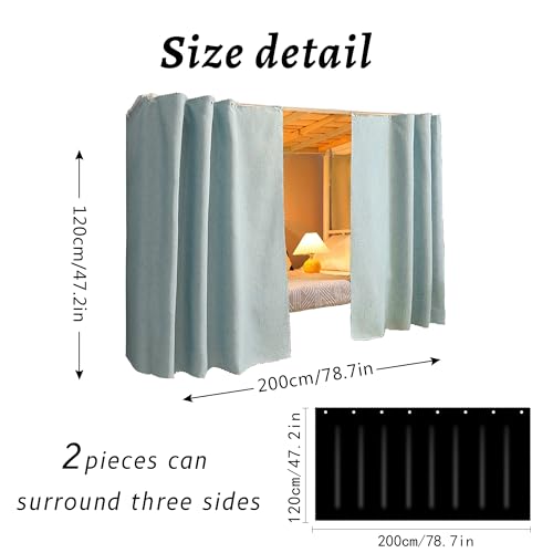 Image of Cute Bottom Bunk Bed Curtain Student Dormitory Blackout Cloth Bedding Tent Bed Canopy Single Sleeper, Light Green