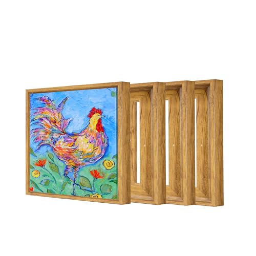 4 Pack Floater Frames for 10"x10" Art Paintings with 0.6"~0.9" Deep Walnut
