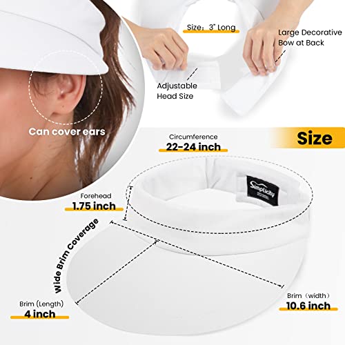 Simplicity Women's Upf 50+ Uv Protection Sun Visors For Women Wide Brim Beach Visor Hat Golf Visor, White No Bow #TOP4