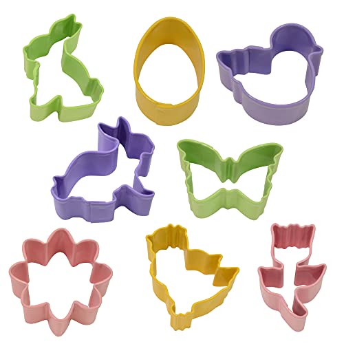 R&M International Mini Easter Cookie Cutters, Butterfly, Egg, Daisy, Duckling, Tulip, 2 Bunnies, Chick, 8-Piece Set by R&M - Image 2