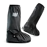 XXXFLOWER Wasserdicht Überschuhe–Schuhüberzieher Wiederverwendbar rutschfest mit Reflektorstreifen, Hohe Regenschutz Galoschen für Regen Schnee Outdoor XL