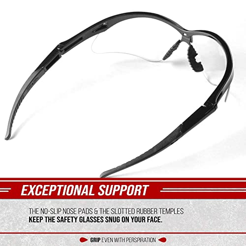 Optic Max Tactical Safety Glasses Hunting Shooting Scratch Resistant Lens, Lightweight & Flexible Frame, 1 Pair (Clear) #TOP4