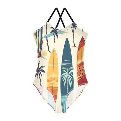 Girl's One Piece Swimsuit Tropical Surfboard Beach Bathing Swimwear