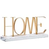 MyGift 12-inch Metal and Wood Decorative Home Sign Tabletop Decor with Whitewashed Wood Base and Gold Tone Lettering