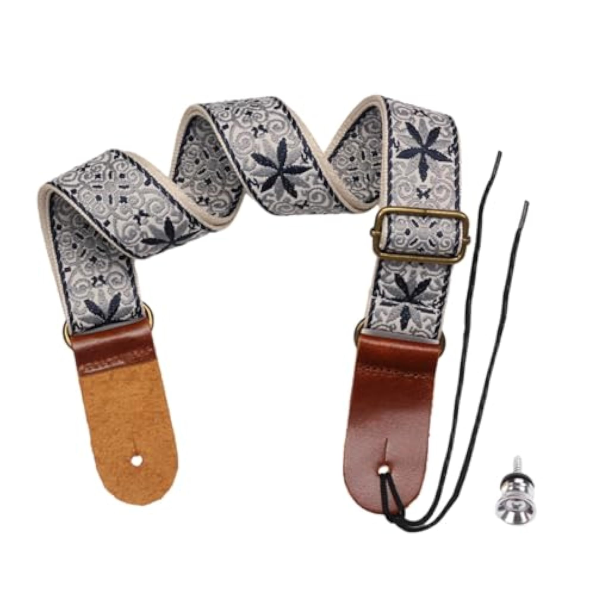 Music Embroidered Ukulele Strap, Blue