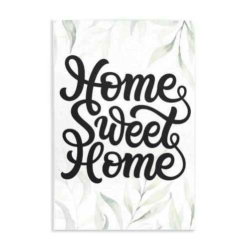 'Sweet Home Bold Retro Calligraphy Plant Leaves'| Wall Plaque Art
