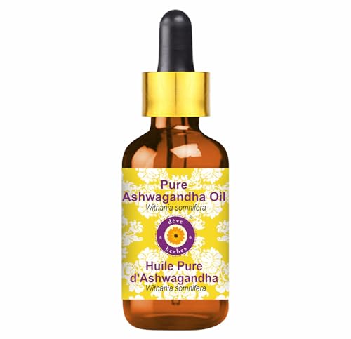 dève herbes Ashwagandha Oil (Withania somnifera) with Glass Dropper | Infused | Pure | Non-Sticky | Lightweight | for Facial Care | Men & Women | 30ml (1 oz)