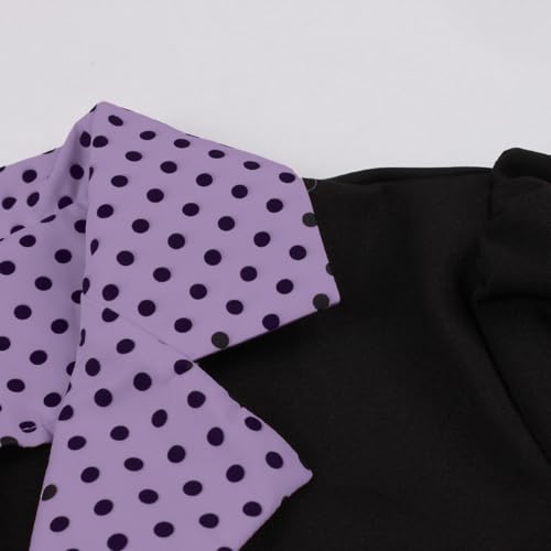 Image of ODIZLI Women's 1950s Retro Dress Short Sleeve Notched Lapel Polka Dot Stripe Swing Dress with Belt Cocktail Dress