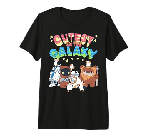 T-shirt Star Wars Cutest In The Galaxy portrait de groupe cartoon premium pour fan