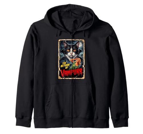 Póster de película de Terror Vintage de Gato Espeluznante de Vampurr Sudadera con Capucha
