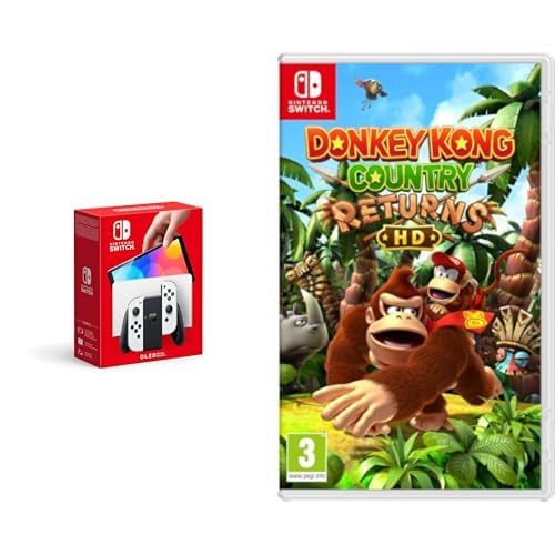 Nintendo Console Switch – modello OLED, Bianco & Donkey Kong Country Returns HD