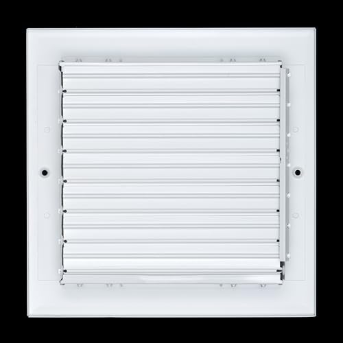 Fits 8x8 Duct Opening Aluminum 4-Way Adjustable Air Supply Grille by Handua | Curved Blade Register Vent Cover for Sidewall & Ceiling | White | Outer Size: 9.75" X 9.75" by Handua - Used condition - Image 5
