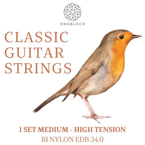 KNOBLOCH STRINGS - Spanish Guitar Strings | EDB34.0 ERITHACUS Double Silver | Medium-High Tension 34.0 | Natural and Round Sound | BIO Nylon | String Set for Flamenco and Classical
